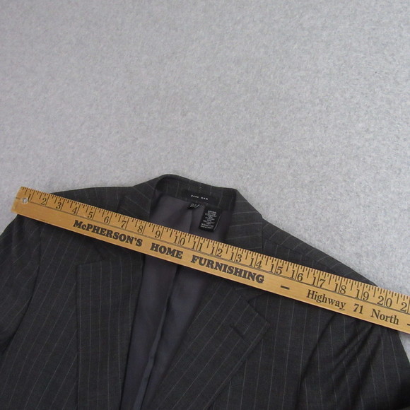 Zara Mens 2 Pc Suit 42R Gray Pinstripe 34x30 Flat Front Wool Stretch - Picture 10 of 16